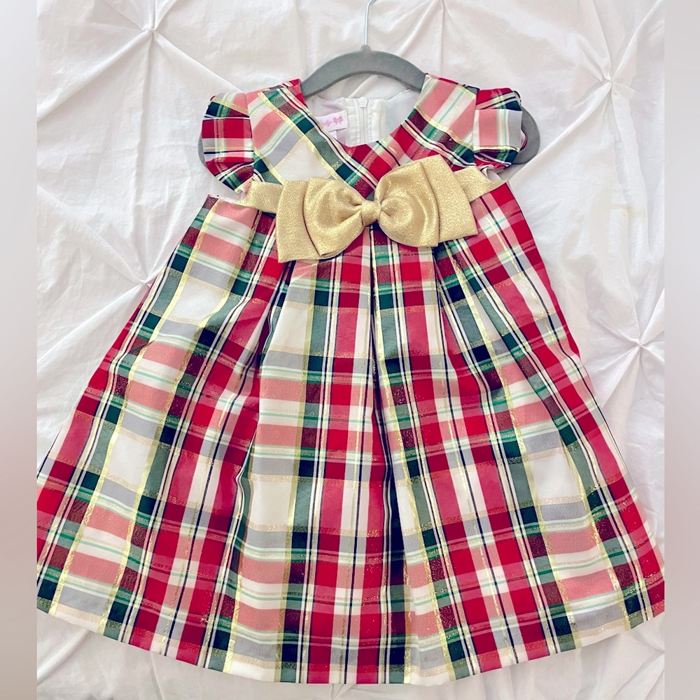 Red, Green and Gold Plaid Holiday Dress
